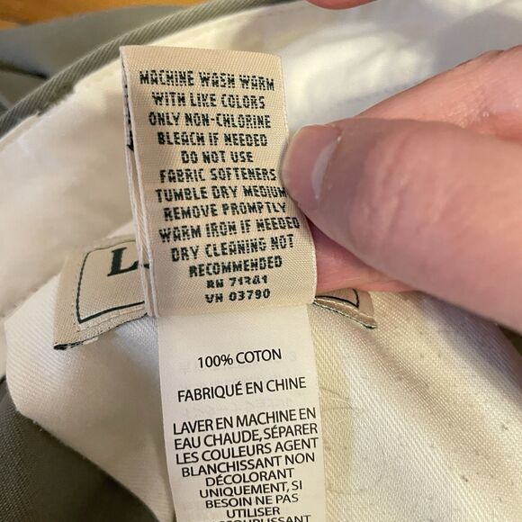 LL Bean Double L Wrinkle Free Chinos Classic Fit Plain Front Green Mens 32x32 - Picture 5 of 7